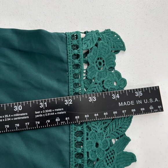 Emerald Green Kimono Cardigan Robe Lace Trim Open Front Lightweight One Size - Picture 3 of 8